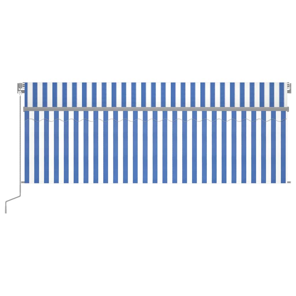 vidaXL Manual Retractable Awning with Blind&LED 4,5x3m Blue&White 3