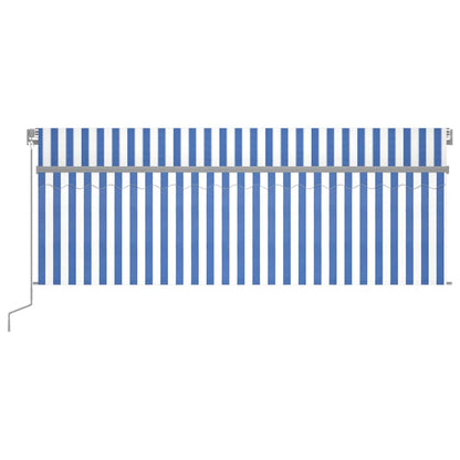 vidaXL Manual Retractable Awning with Blind&LED 4,5x3m Blue&White 3