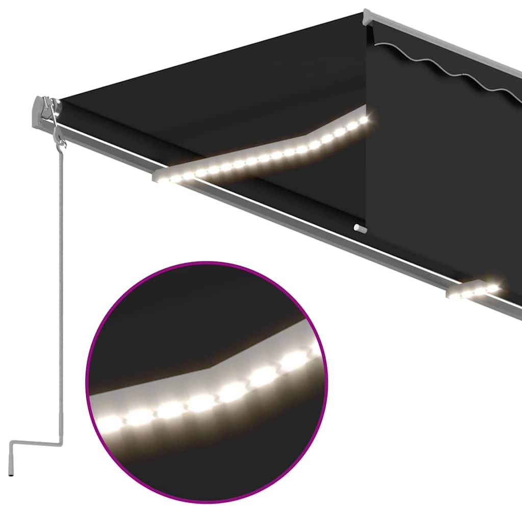 vidaXL Manual Retractable Awning with Blind&LED 5x3m Anthracite 4