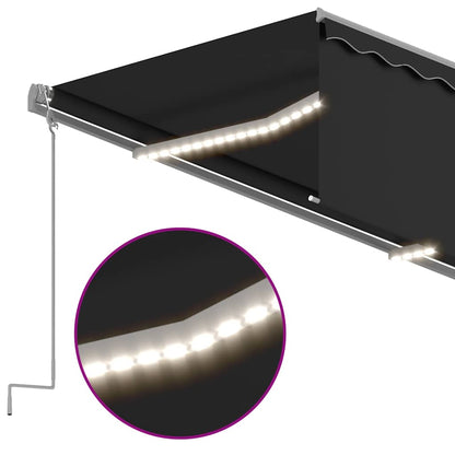 vidaXL Manual Retractable Awning with Blind&LED 5x3m Anthracite 4