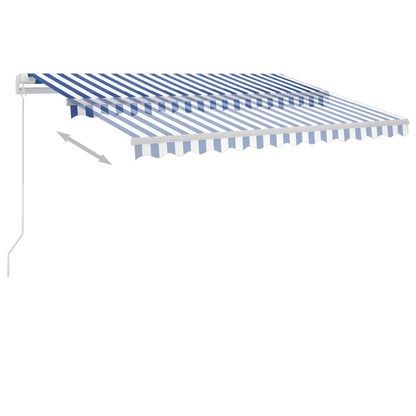 vidaXL Manual Retractable Awning with LED 300x250 cm Blue and White