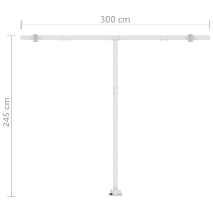 vidaXL Manual Retractable Awning with LED 300x250 cm Blue and White