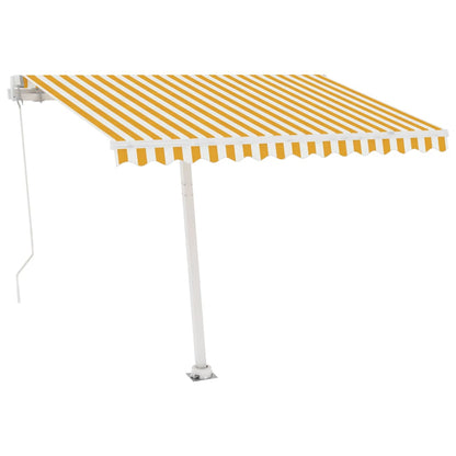 vidaXL Manual Retractable Awning with LED 300x250 cm Yellow and White