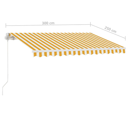 vidaXL Manual Retractable Awning with LED 300x250 cm Yellow and White