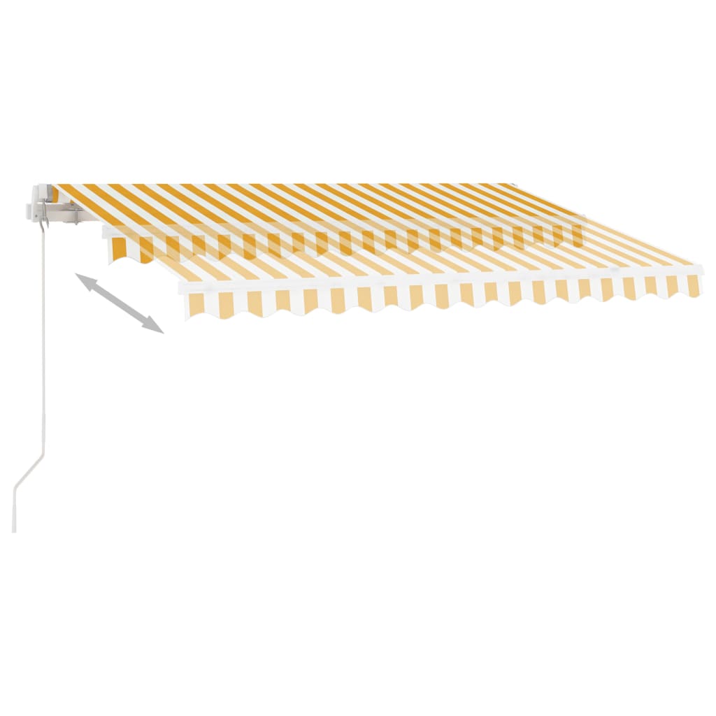 vidaXL Manual Retractable Awning with LED 300x250 cm Yellow and White