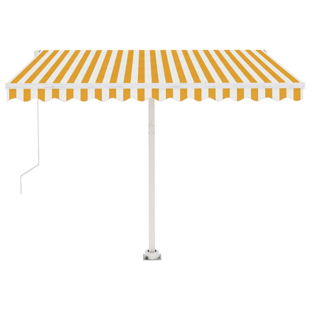 vidaXL Manual Retractable Awning with LED 300x250 cm Yellow and White