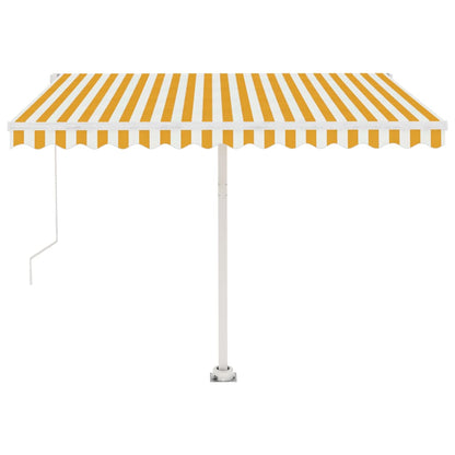 vidaXL Manual Retractable Awning with LED 300x250 cm Yellow and White