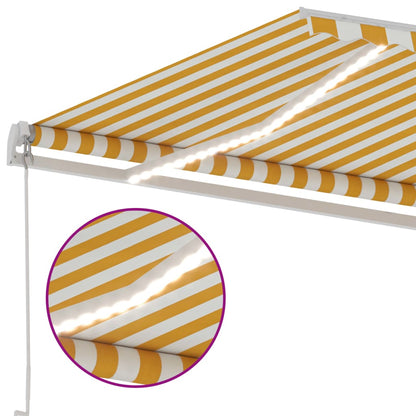 vidaXL Manual Retractable Awning with LED 300x250 cm Yellow and White