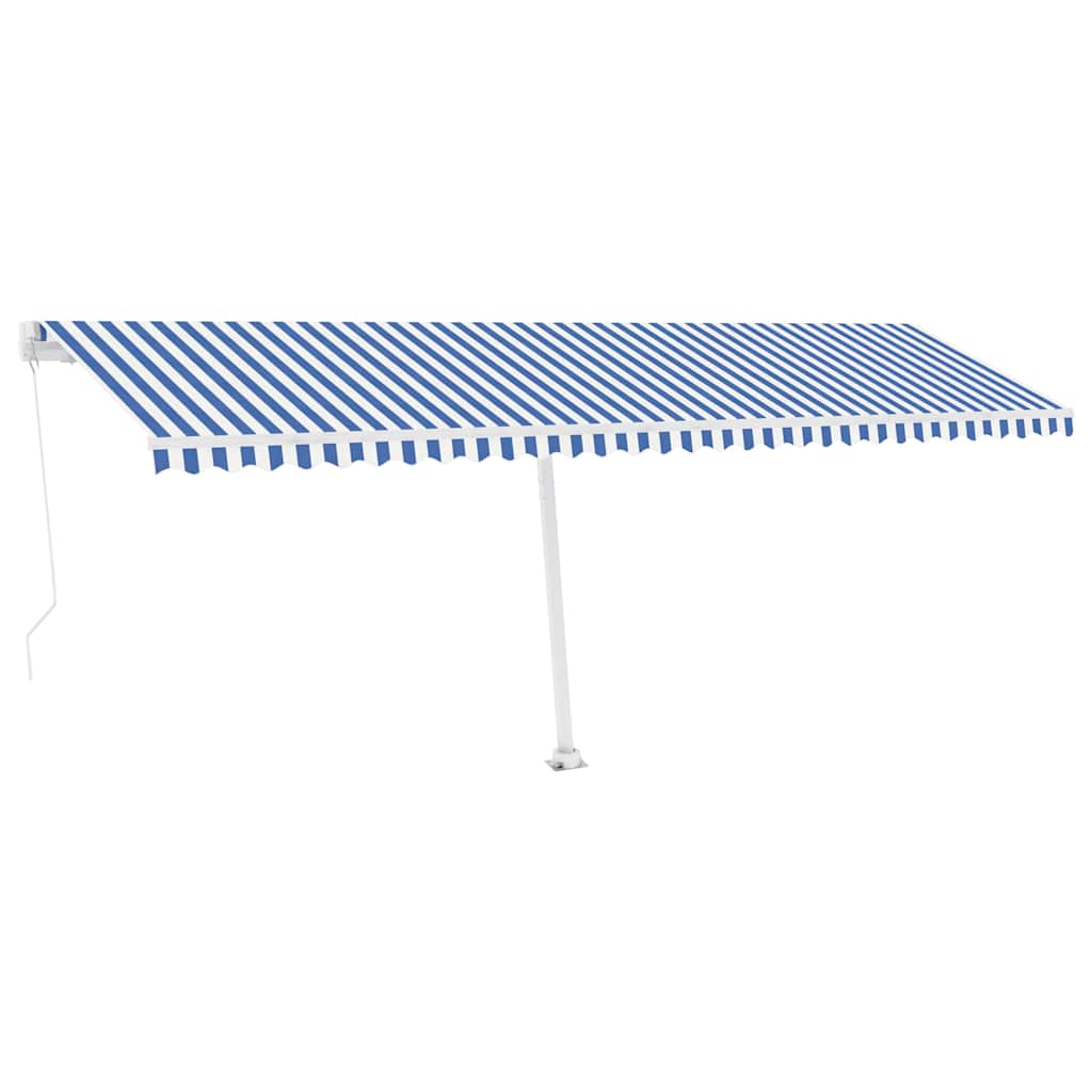 Manual Awning 4 x 3 m 100% Polyester Drop 300 cm Blue and white