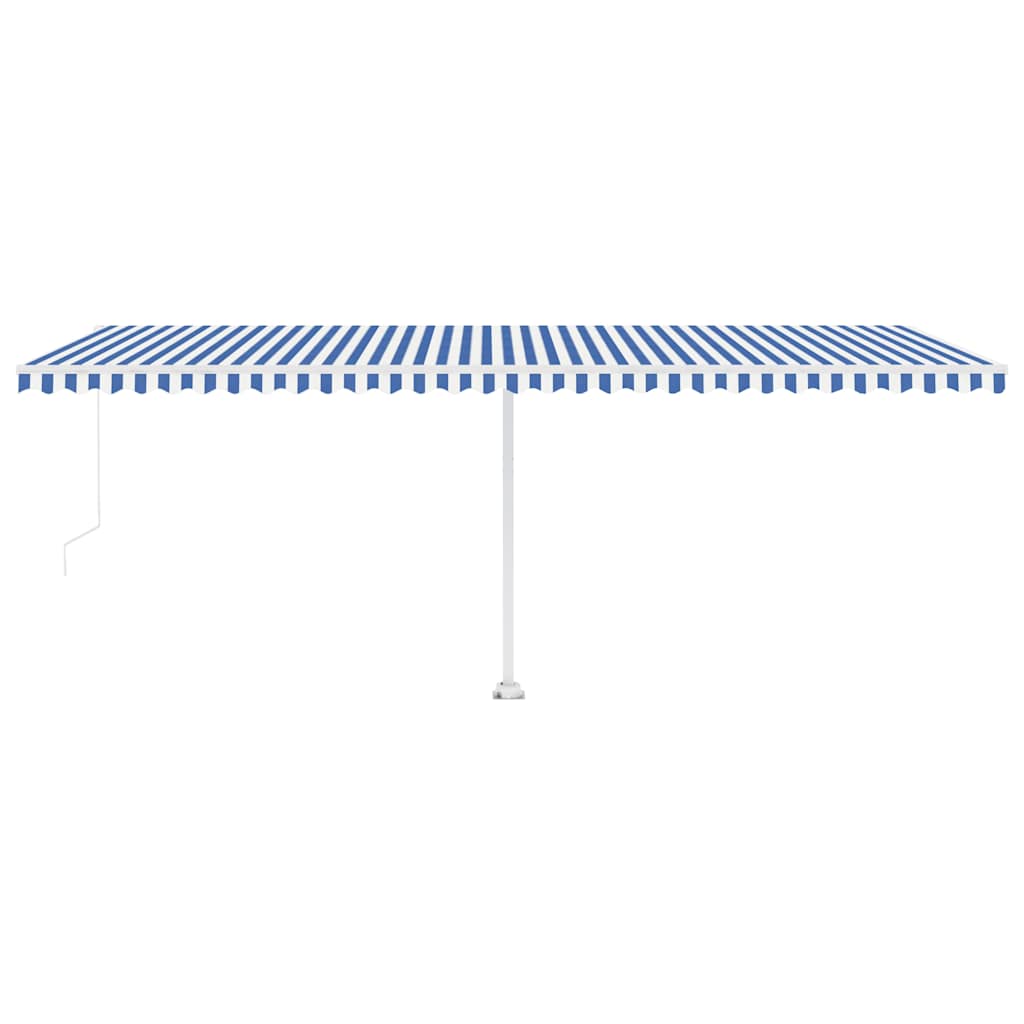 Manual Awning 4 x 3 m 100% Polyester Drop 300 cm Blue and white