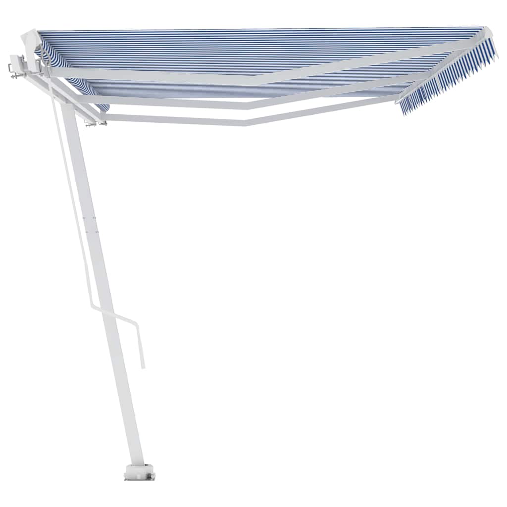Manual Awning 4 x 3 m 100% Polyester Drop 300 cm Blue and white