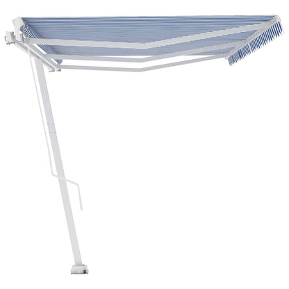 Manual Awning 4 x 3 m 100% Polyester Drop 300 cm Blue and white