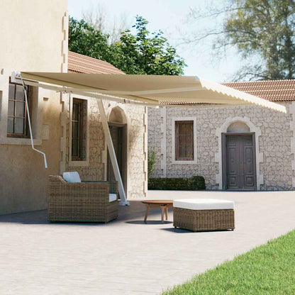 Manual Awning 4 x 3 m 100% Polyester Drop 300 cm Cream
