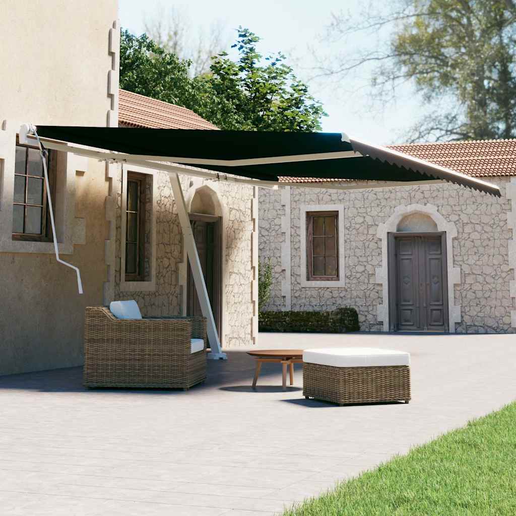 Manual Awning 4 x 3 m 100% Polyester Drop 300 cm Anthracite