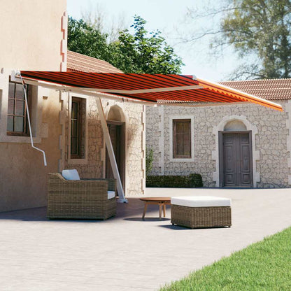 Manual Awning 4 x 3 m 100% Polyester Drop 300 cm Orange and brown