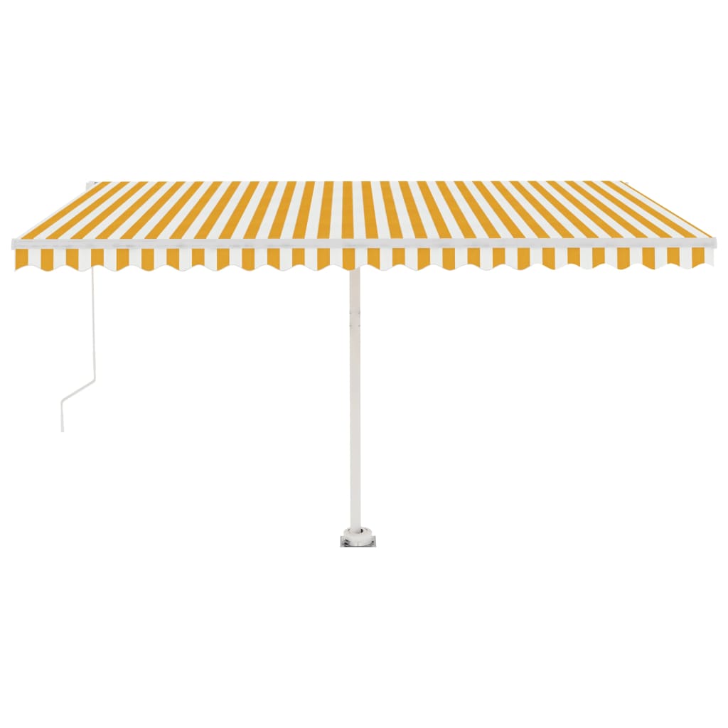 vidaXL Freestanding Manual Retractable Awning 400x350 cm Yellow/White