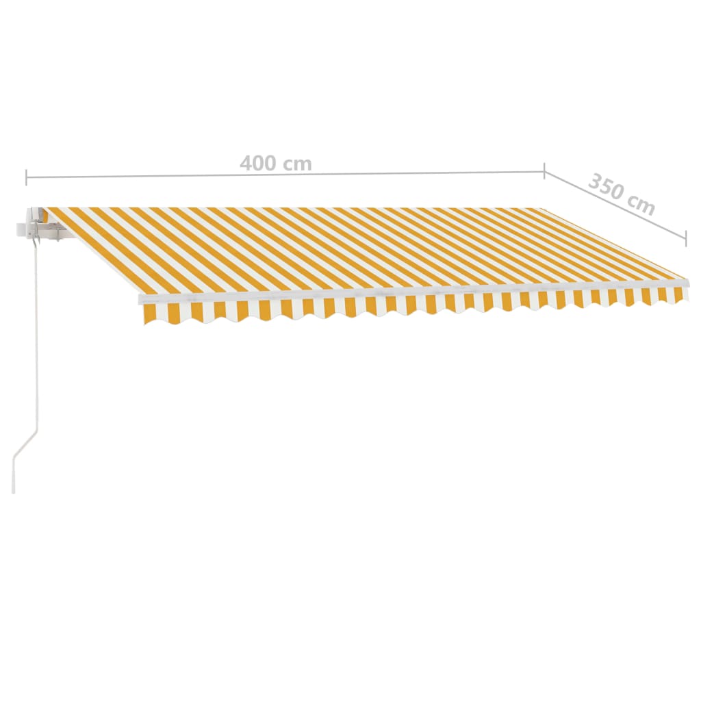 vidaXL Freestanding Manual Retractable Awning 400x350 cm Yellow/White