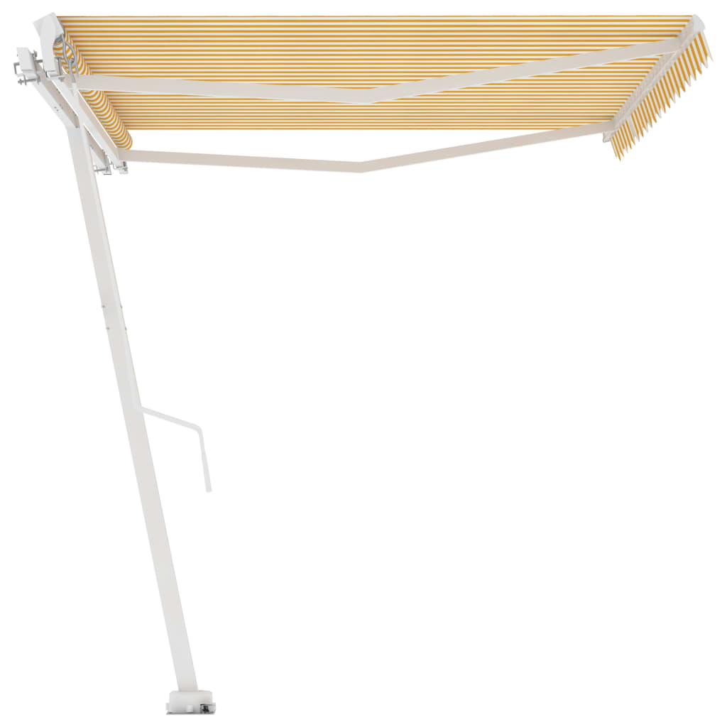 vidaXL Freestanding Manual Retractable Awning 400x350 cm Yellow/White