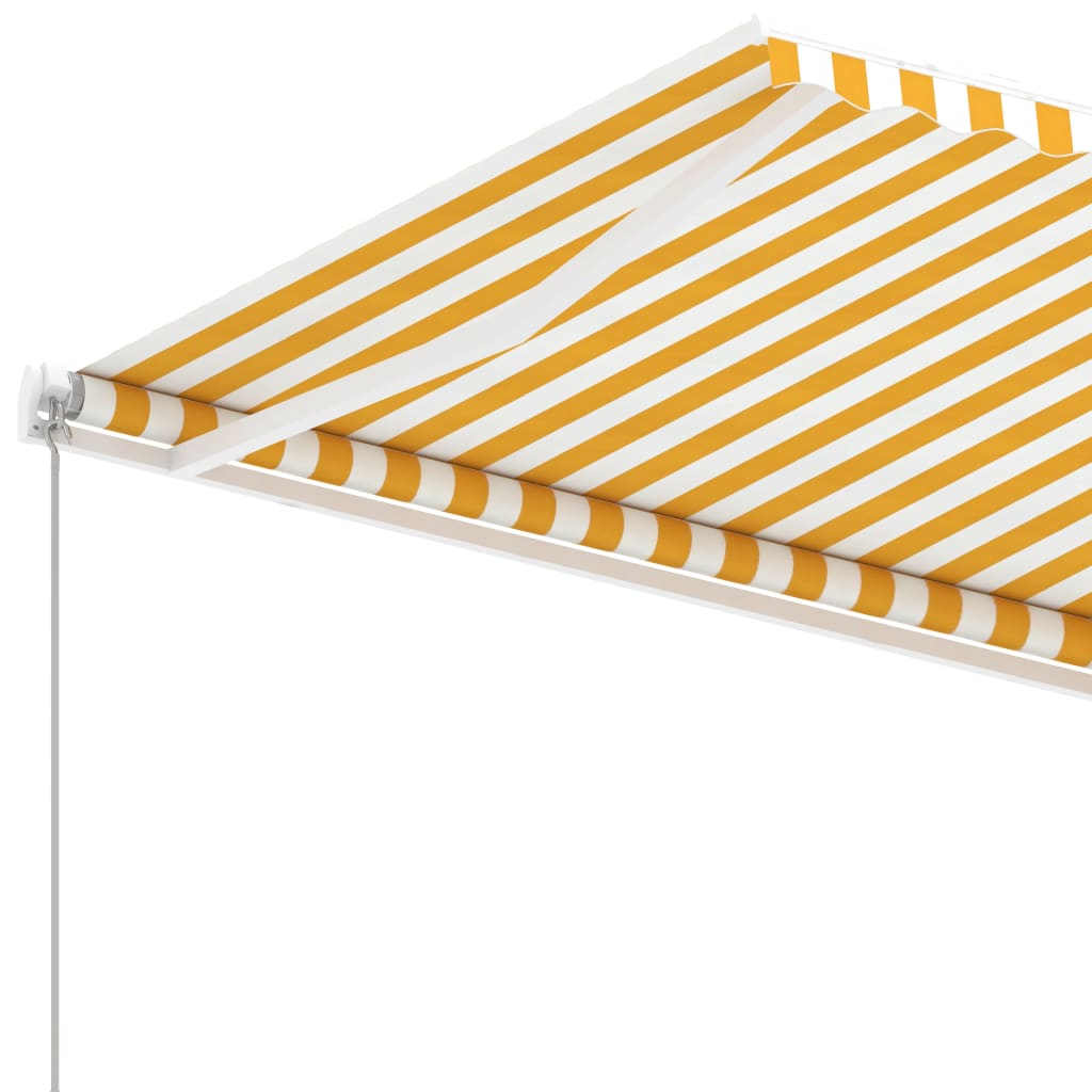 vidaXL Freestanding Manual Retractable Awning 400x350 cm Yellow/White