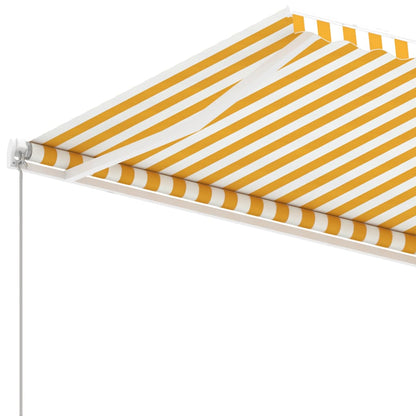 vidaXL Freestanding Manual Retractable Awning 400x350 cm Yellow/White