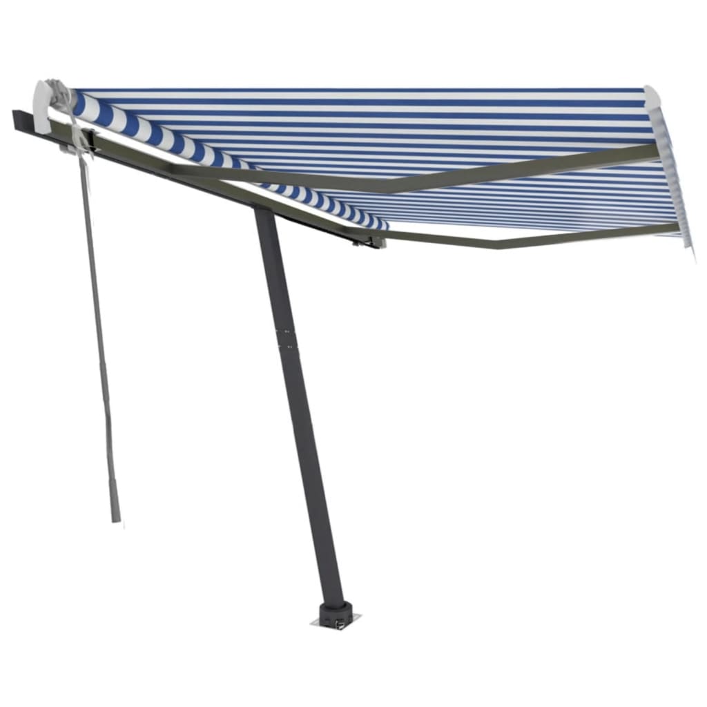 vidaXL Freestanding Manual Retractable Awning 350x250 cm Blue/White