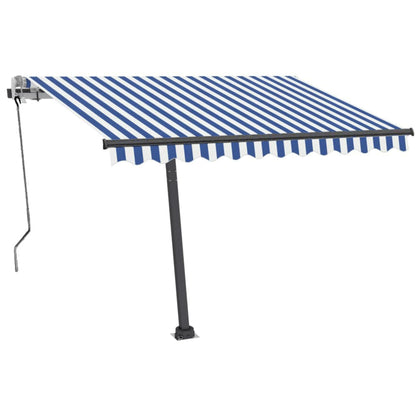 vidaXL Freestanding Manual Retractable Awning 350x250 cm Blue/White