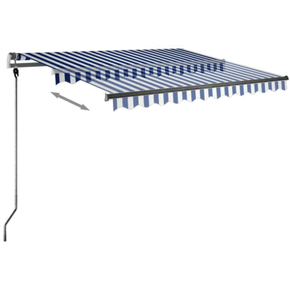 vidaXL Freestanding Manual Retractable Awning 350x250 cm Blue/White