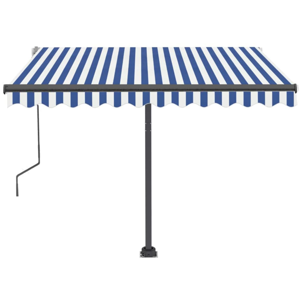 vidaXL Freestanding Manual Retractable Awning 350x250 cm Blue/White