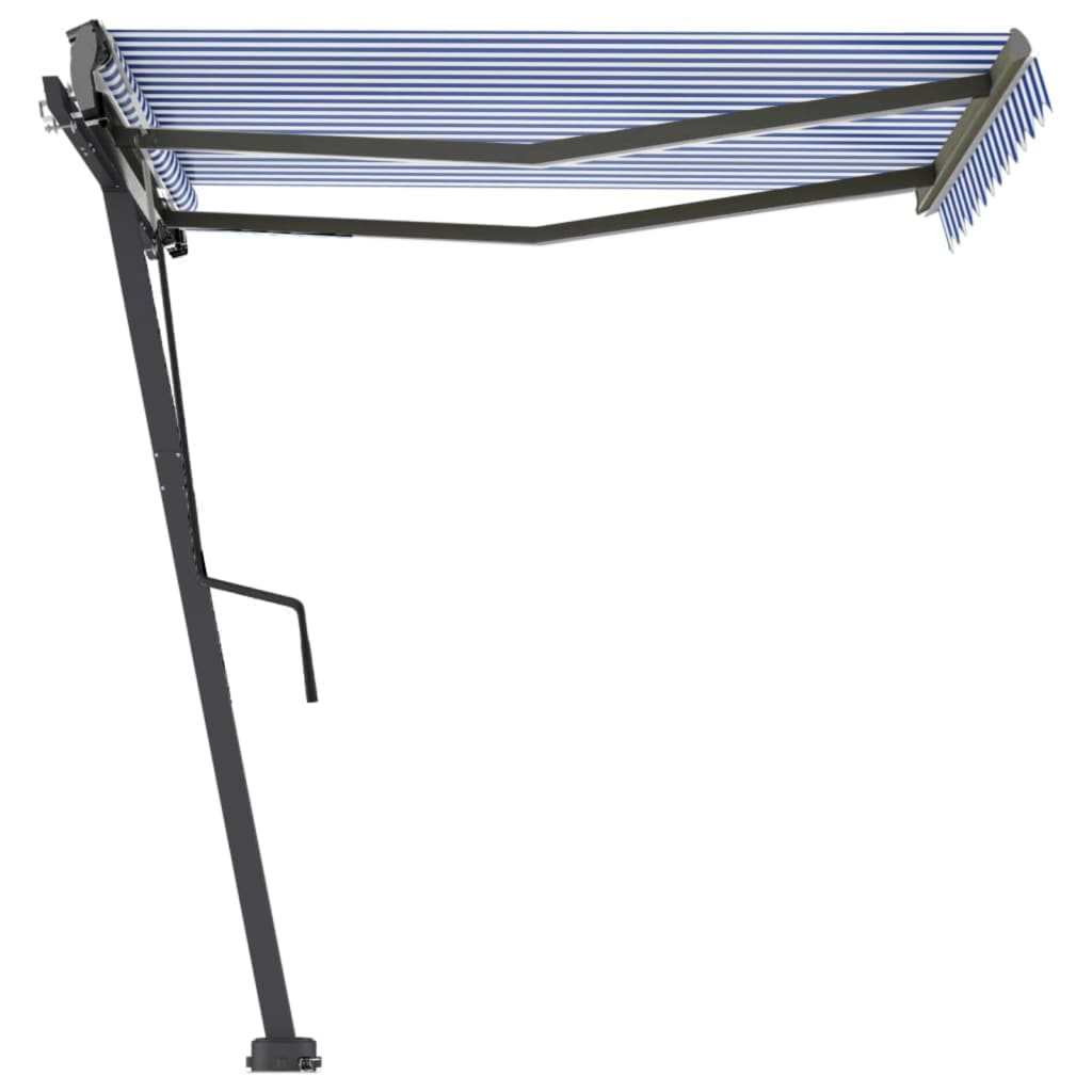 vidaXL Freestanding Manual Retractable Awning 350x250 cm Blue/White