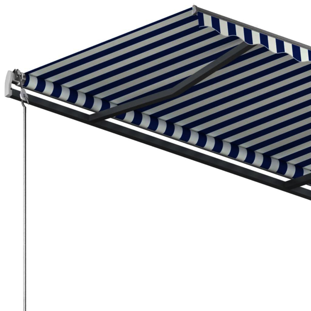 vidaXL Freestanding Manual Retractable Awning 350x250 cm Blue/White