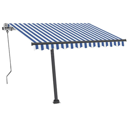 vidaXL Manual Retractable Awning with LED 350x250 cm Blue and White