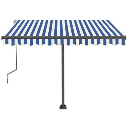 vidaXL Manual Retractable Awning with LED 350x250 cm Blue and White