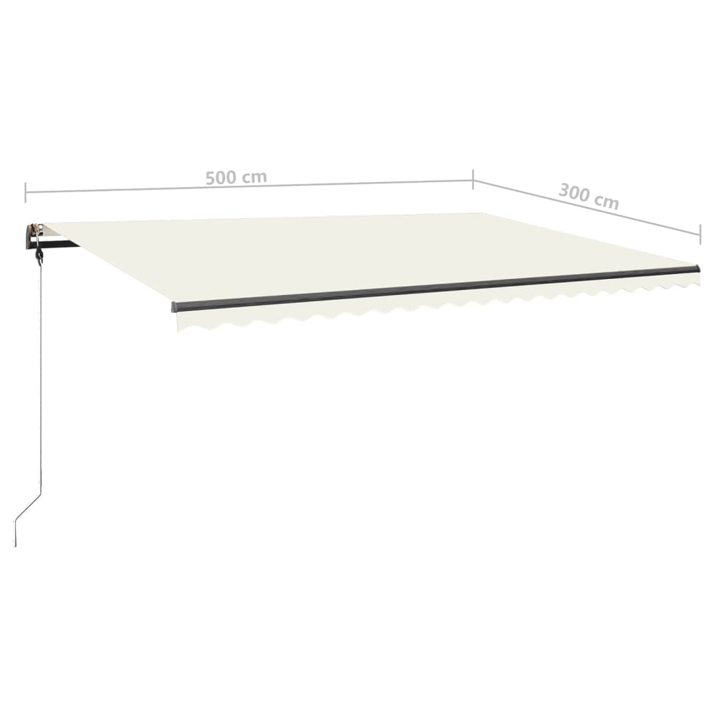 vidaXL Freestanding Manual Retractable Awning 500x300 cm Cream