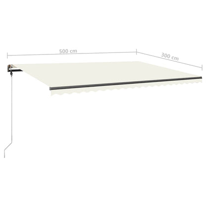 vidaXL Freestanding Manual Retractable Awning 500x300 cm Cream