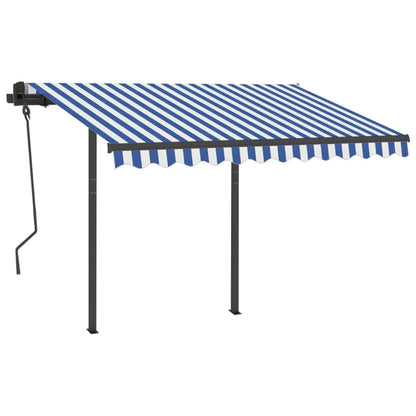 vidaXL Manual Retractable Awning with LED 3.5x2.5 m Blue and White