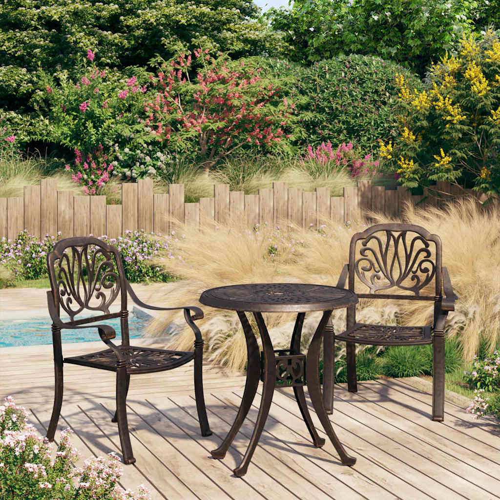 3 Piece Bistro Set Cast Aluminium Bronze 2