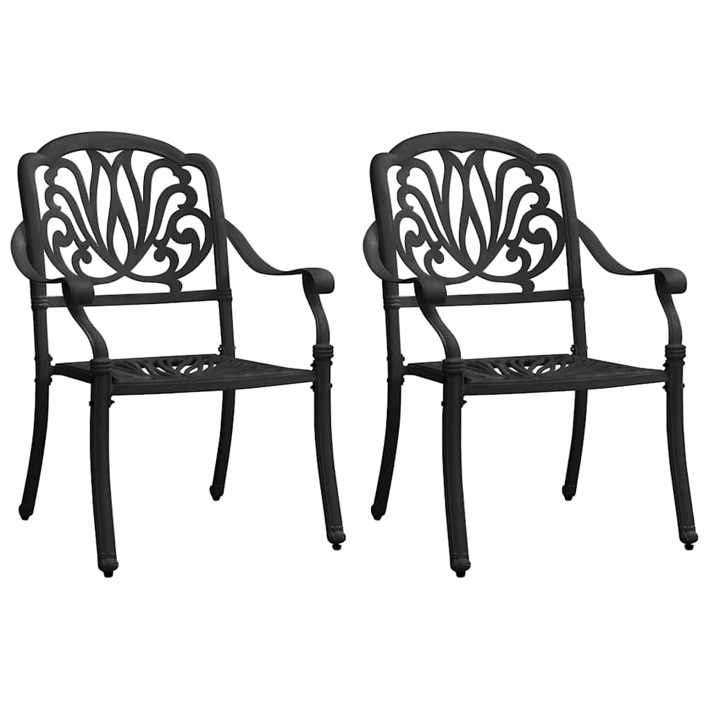 vidaXL 3 Piece Bistro Set Cast Aluminium Black 3