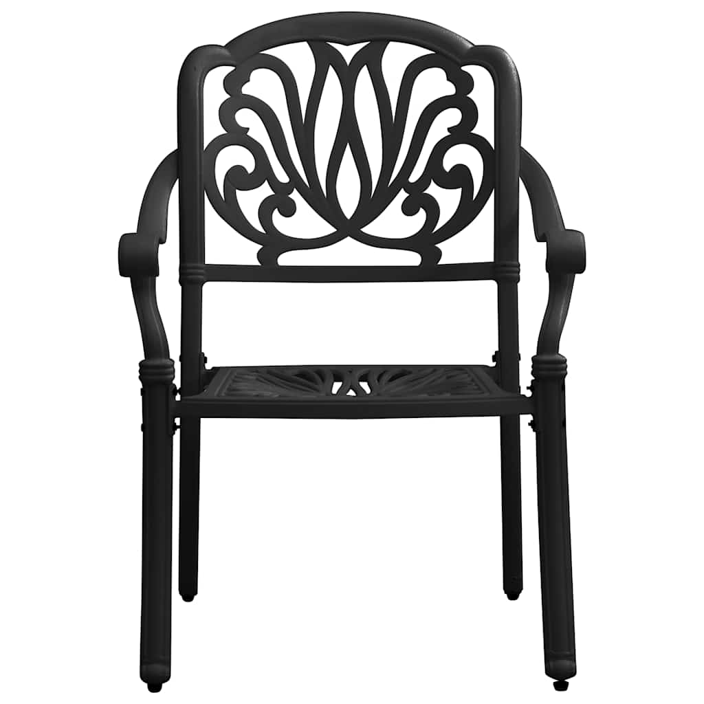 vidaXL 3 Piece Bistro Set Cast Aluminium Black 5