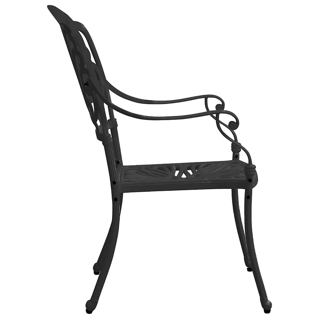 vidaXL 3 Piece Bistro Set Cast Aluminium Black 6
