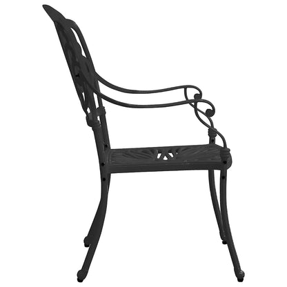 vidaXL 3 Piece Bistro Set Cast Aluminium Black 6
