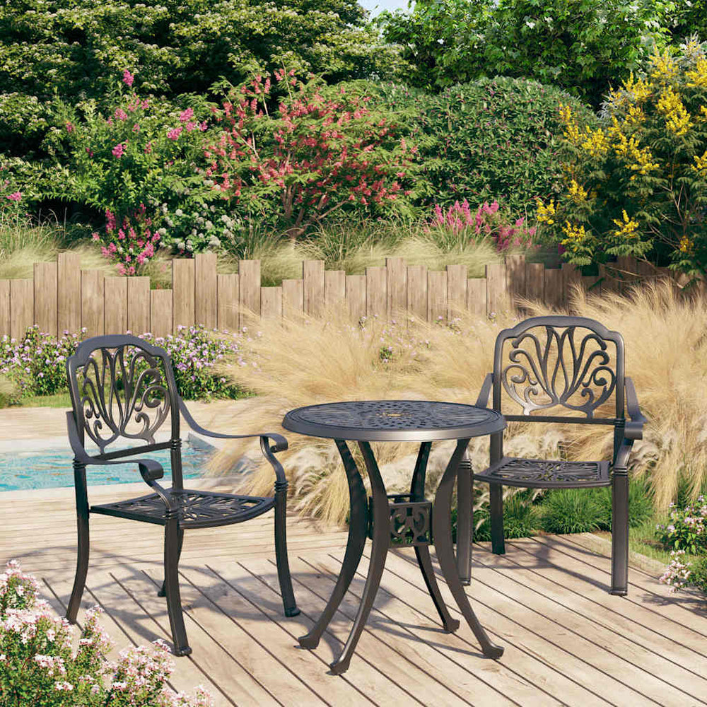 vidaXL 3 Piece Bistro Set Cast Aluminium Black