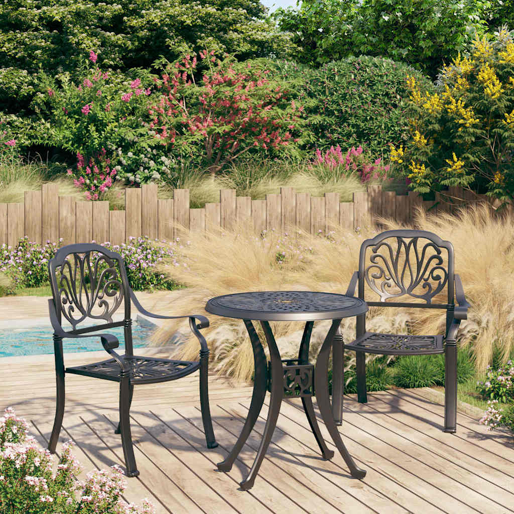 vidaXL 3 Piece Bistro Set Cast Aluminium Black 1