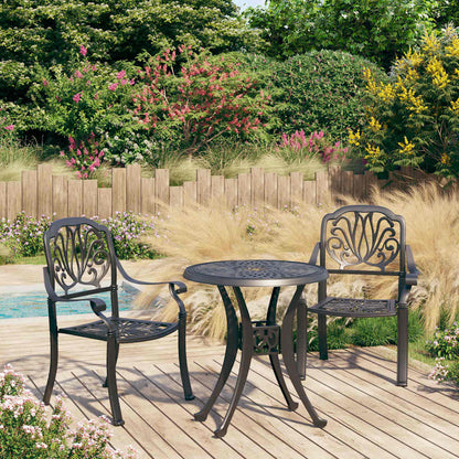 vidaXL 3 Piece Bistro Set Cast Aluminium Black 1