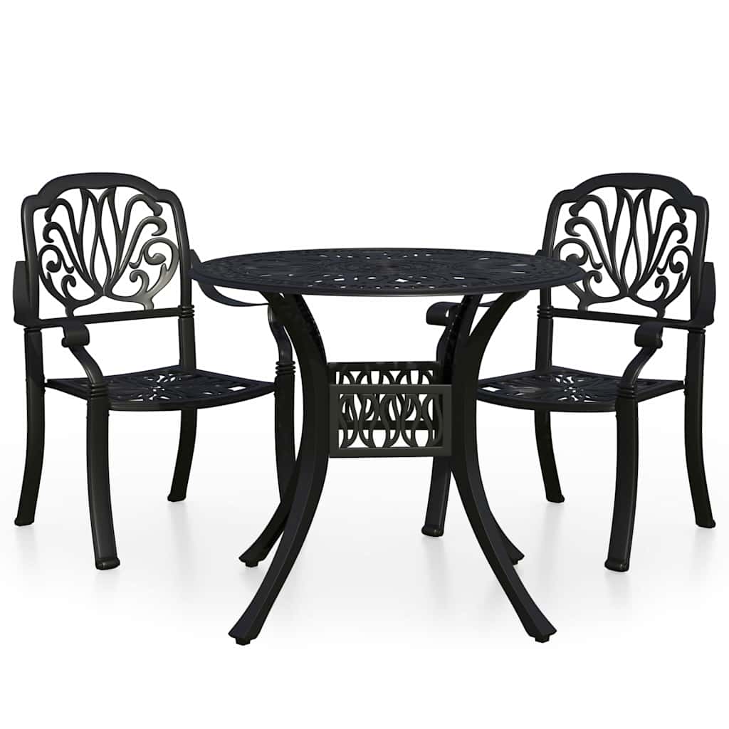 3 Piece Bistro Set Cast Aluminium Black 2