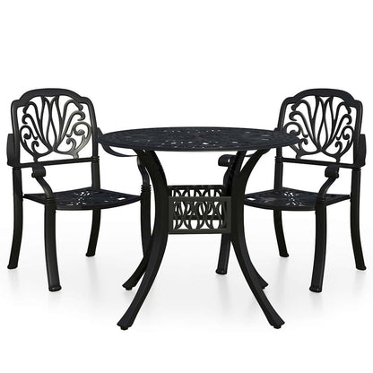 3 Piece Bistro Set Cast Aluminium Black 2