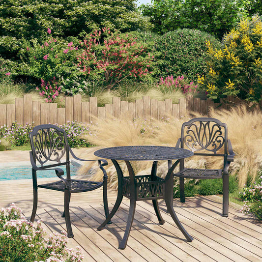 3 Piece Bistro Set Cast Aluminium Black 2