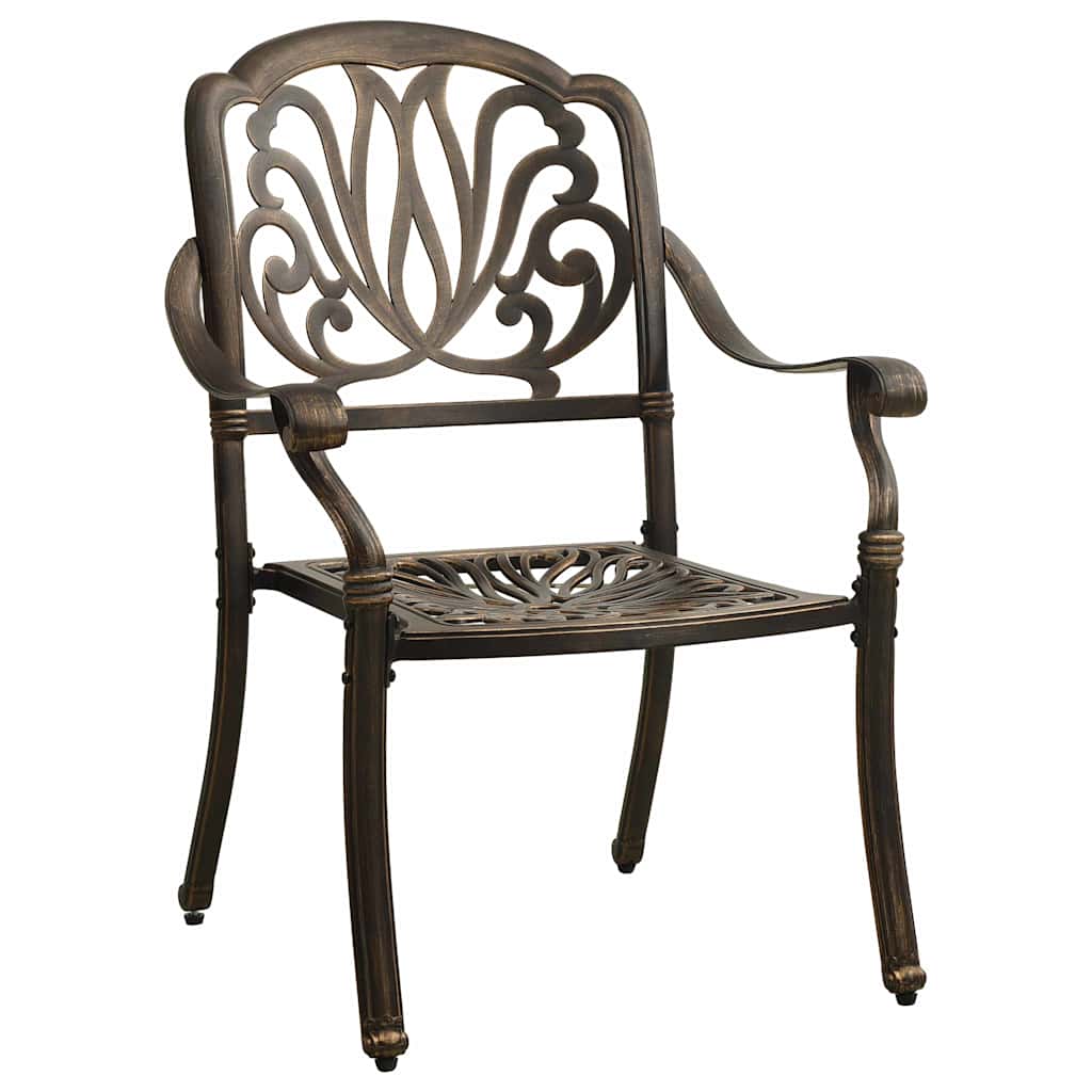vidaXL 3 Piece Bistro Set Cast Aluminium Bronze 4