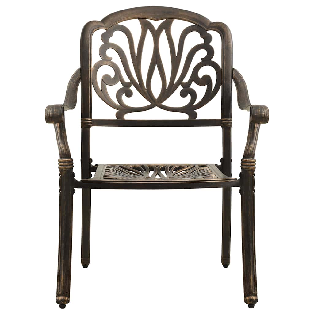 vidaXL 3 Piece Bistro Set Cast Aluminium Bronze 5