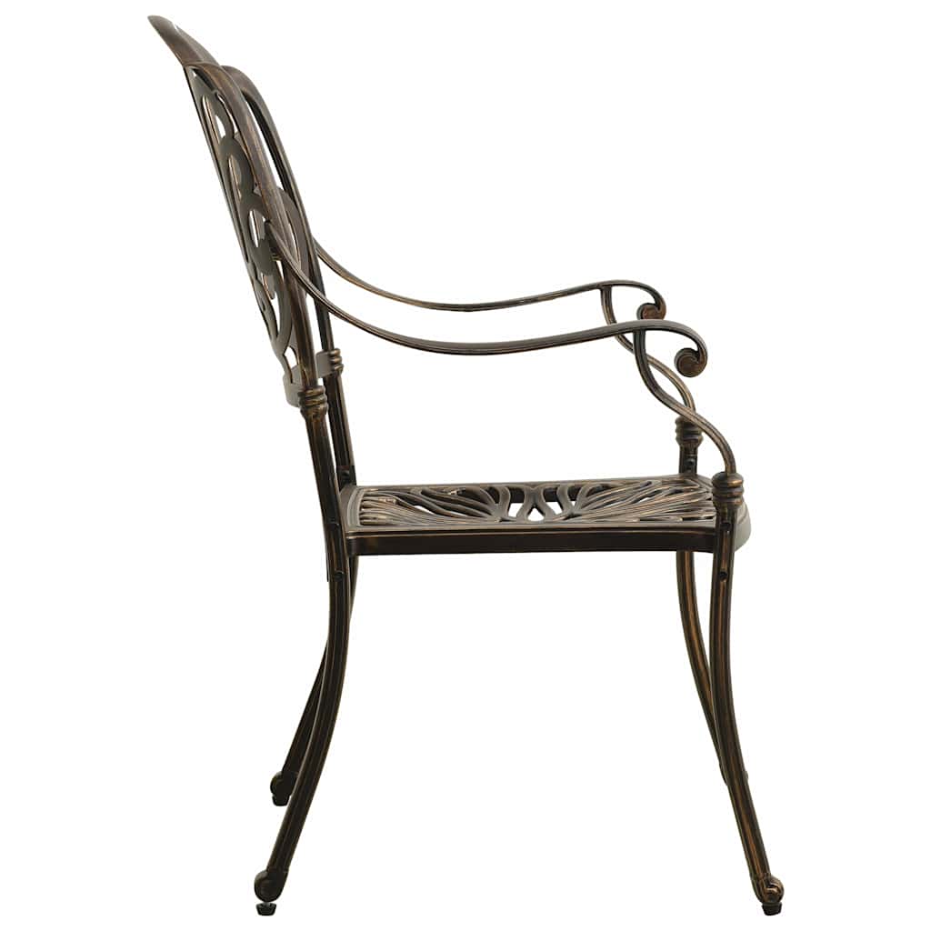 vidaXL 3 Piece Bistro Set Cast Aluminium Bronze 6