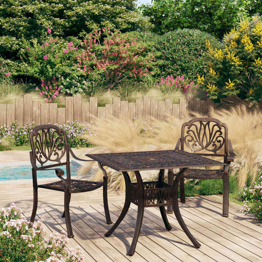 vidaXL 3 Piece Bistro Set Cast Aluminium Bronze 1